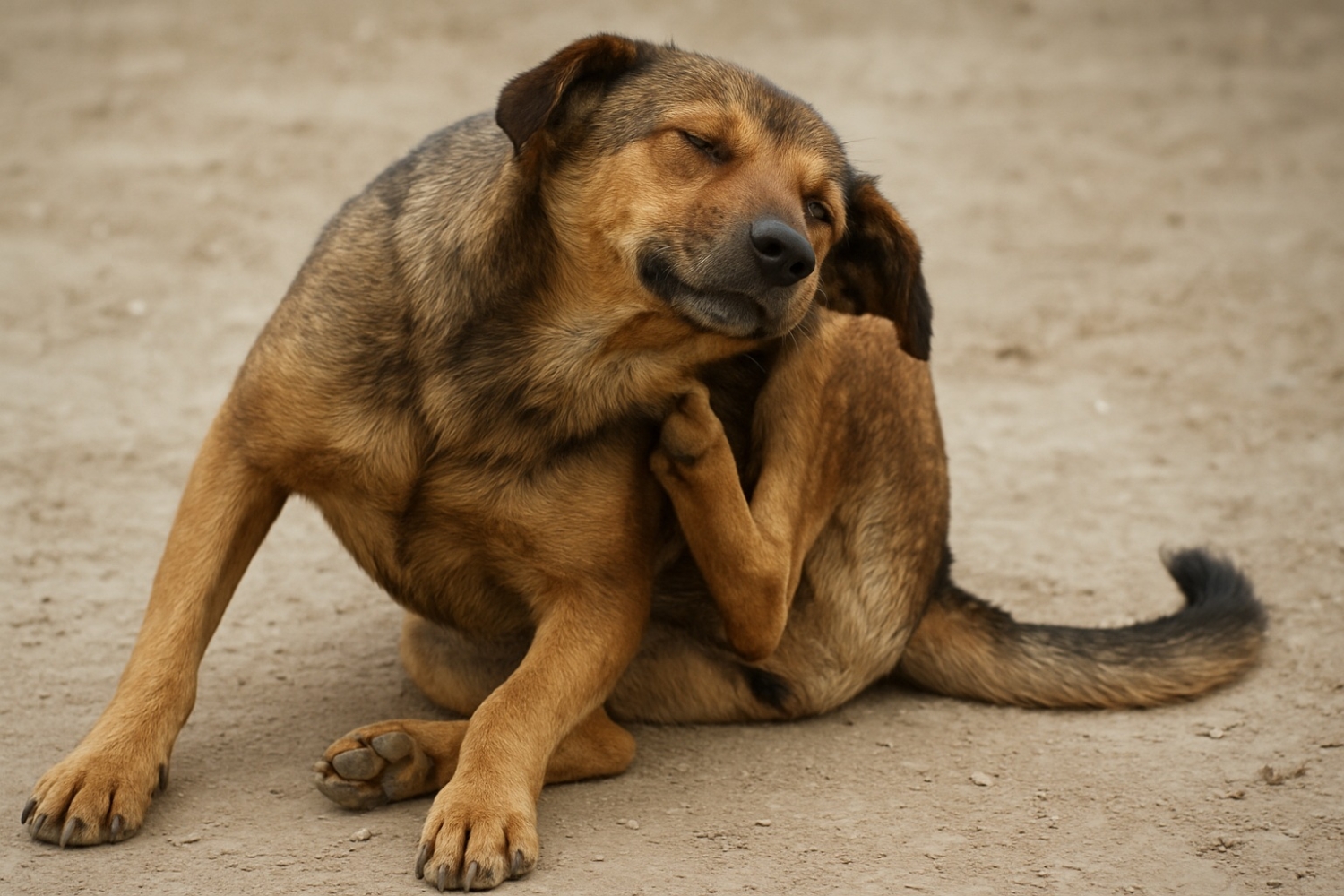 Hund Hund kratzt sich am Hals